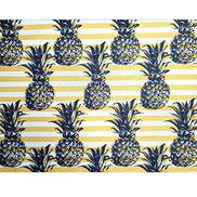Conjunto de 4 Jogos Americanos Retangulares Impermeáveis Listrados Abacaxi 43 x 33 cm Amarelo