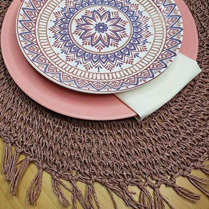 Charlo's Set of 4 Nude Folk Sustainable Rustic Chic Round Placemats 16" x 16"