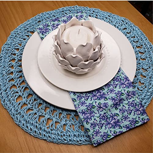 Charlo's Set of 4 Blue Sustainable Rustic Chic Round Placemats 16" x 16"