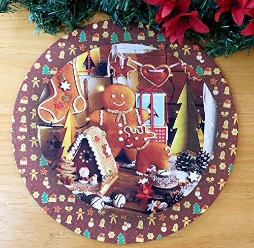 Set of 4 Round Placemats Covers Christmas Cookie Cloth 14