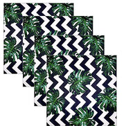 Guardanapos de Pano Charlo com Estampa de Folha Tropical Monstera Verde Chevron 4 Unidades 40 x 40 cm