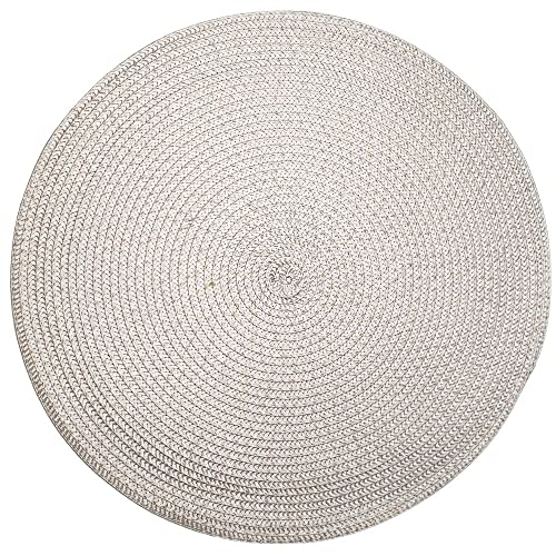 Set of 4 Tabletop Collection Indoor/Outdoor Silver Round Placemat 15" Dia