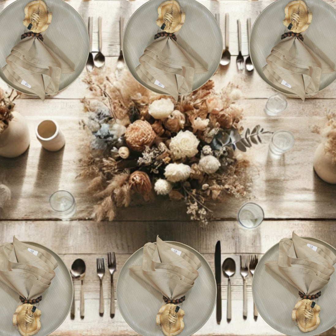 BIOJewelry Set of 6 Natural Jacaranda Seeds of Gratitude Napkin Rings Handmade for Dining Table, Parties