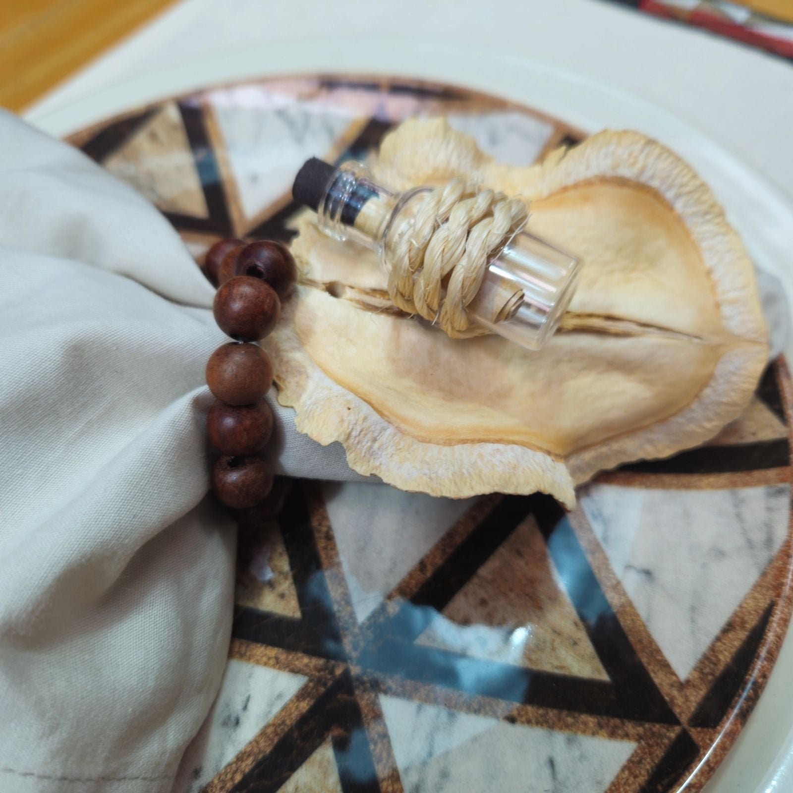 BIOJewelry Set of 6 Natural Jacaranda Seeds of Gratitude Napkin Rings Handmade for Dining Table, Parties