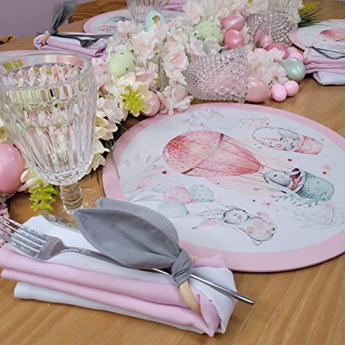 Maison Charlo | Conjunto de 4 Anéis de Guardanapo de Orelhas de Coelhinho Cinzas | Decorações de Páscoa para Mesa