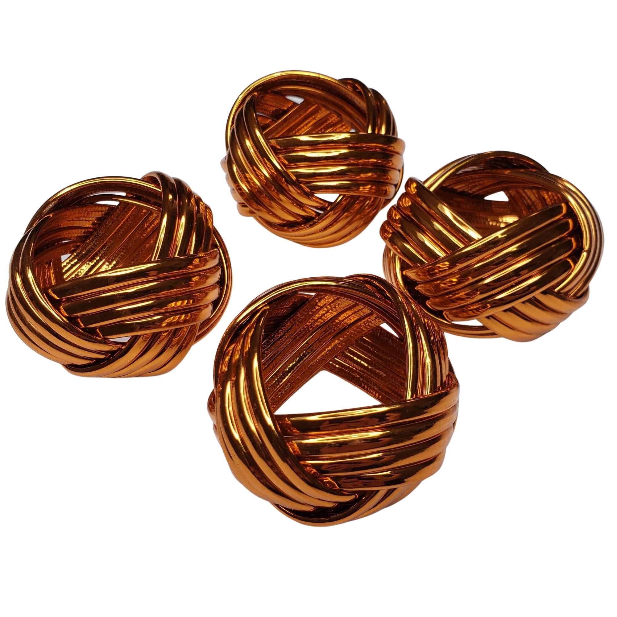 Maison Charlo | Conjunto com 4 Anéis de Guardanapo Trançados Rústicos Metálicos por Charlo - laranja, rosa para Dia das Mães, Presente, Aniversário