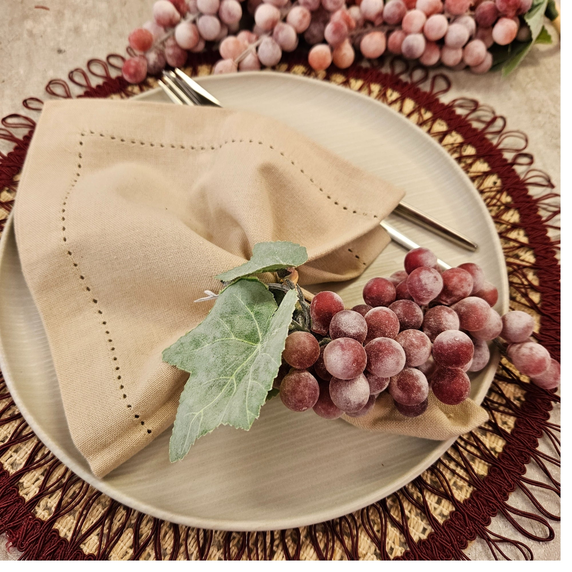 Conjunto de 4 anéis de guardanapo roxos de cacho de uva Prime para Ação de Graças, eventos, festas, casamentos