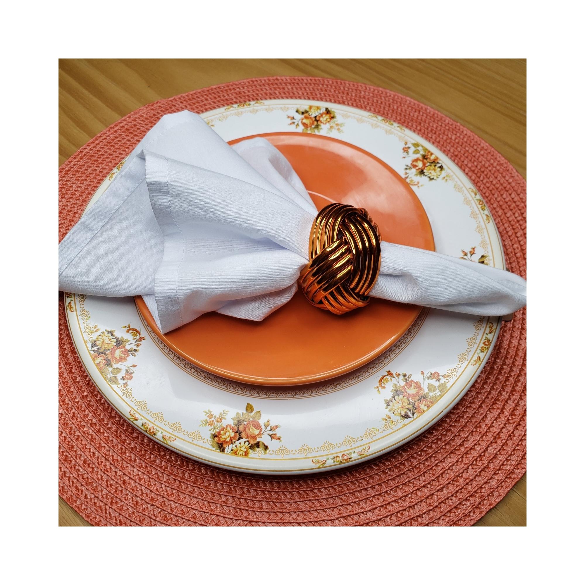 Maison Charlo | Conjunto com 4 Anéis de Guardanapo Trançados Rústicos Metálicos por Charlo - laranja, rosa para Dia das Mães, Presente, Aniversário