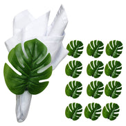 Charlo's Set 12 Green Monstera Leaf Tropical Napkin Rings Ecofriendly Pack for dining table decor