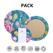 Conjunto de 4 Capas para Sousplats Redondos Pássaro Azul Versalhes 35,5 cm diâmetro