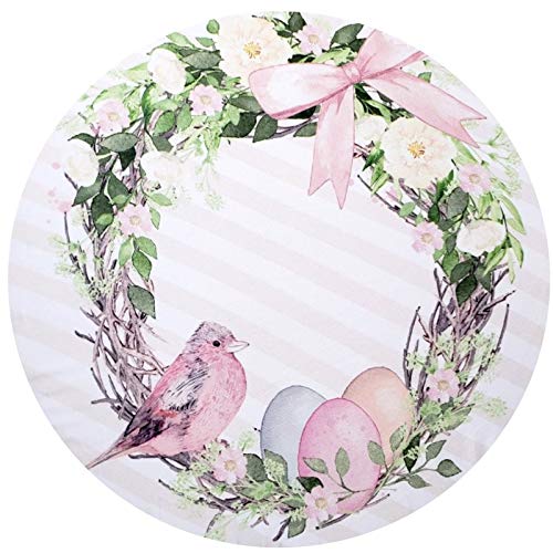Set of 4 Easter Striped Bird Rose Covers for Round Placemats 14