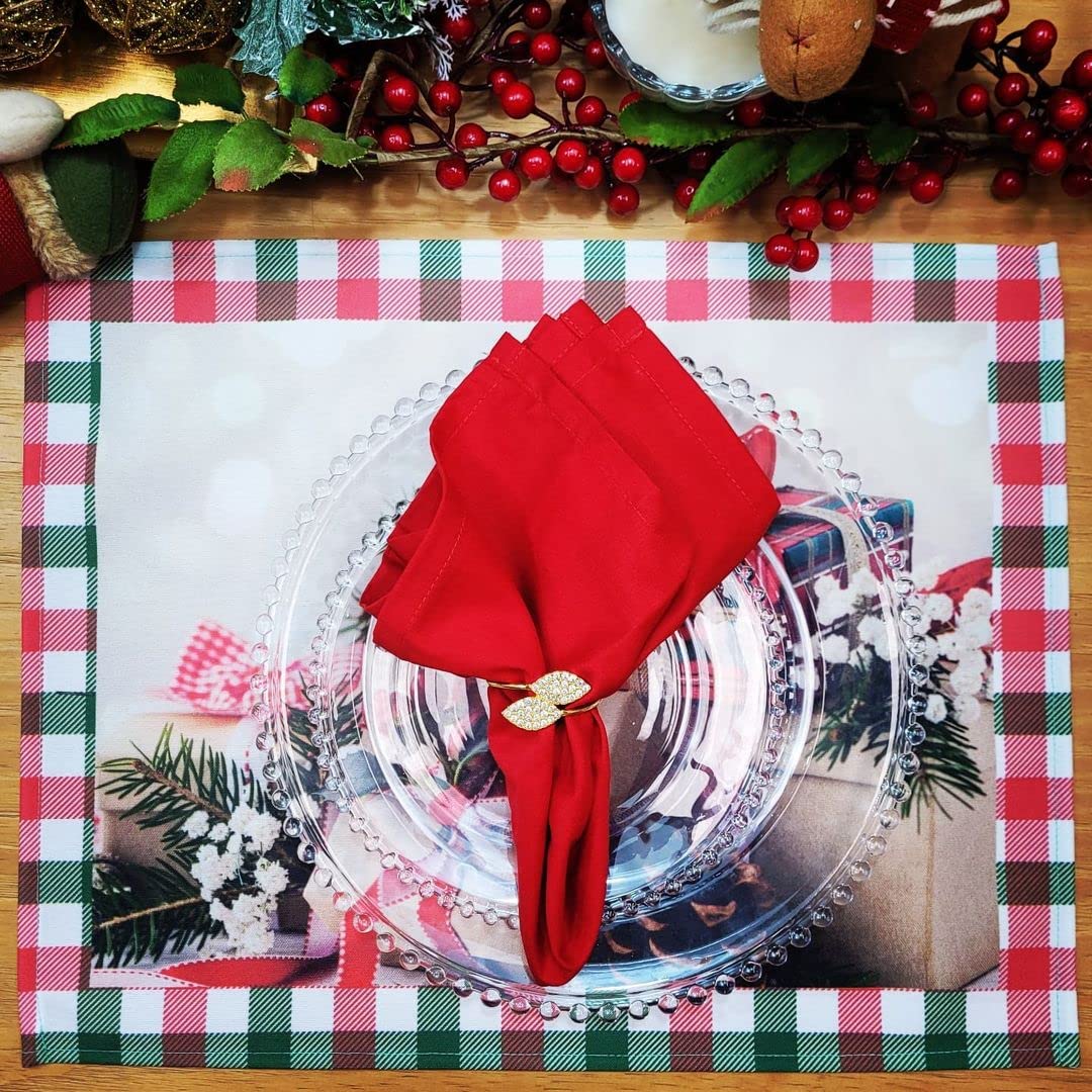 Set of 4 Placemats Christmas Gift Box Cloth Waterproof 17