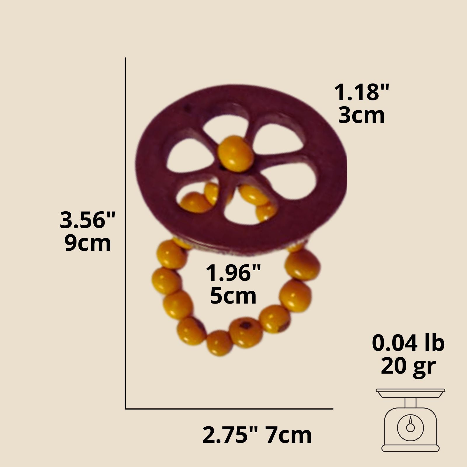 BIOJewelry Set of 6 Yellow Amazon Coconut Babacu Acai Napkin Rings Handmade for Dining Table, Parties