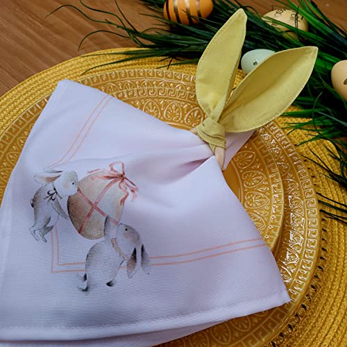 Charlo's Easter Cloth Napkins Yellow Egg Basket Reusable Soft Durable Yellow