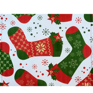 Conjunto de 4 Jogos Americanos de Tecido Impermeável com Meia de Papai Noel de Natal 43cm x 33cm - Vermelho