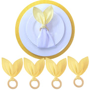 Maison Charlo | Easter Set of 4 Yellow Orange Bunny Ears Napkin Rings | Dining Table Decor