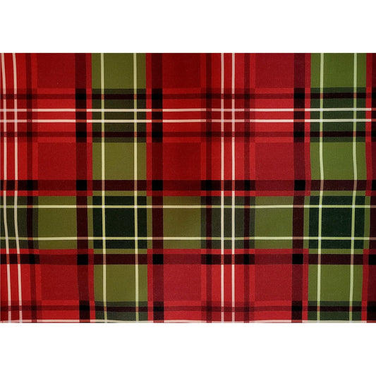 Set of 4 Placemats Christmas Plaid Cloth Waterproof 17" by 13"  -Red