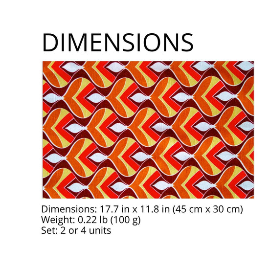 Charlo's Set of 4 Rectangular Placemats Colorful Indian Mosaic 18" x 12"