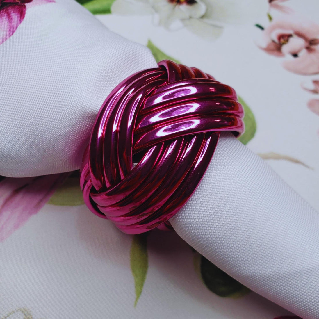 Maison Charlo | Conjunto com 4 Anéis de Guardanapo Trançados Rústicos Metálicos por Charlo - laranja, rosa para Dia das Mães, Presente, Aniversário