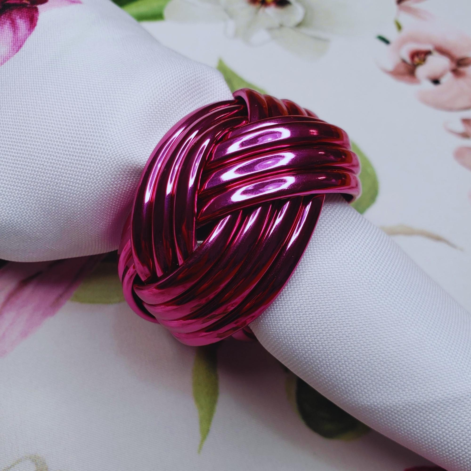 Maison Charlo | Conjunto com 4 Anéis de Guardanapo Trançados Rústicos Metálicos por Charlo - laranja, rosa para Dia das Mães, Presente, Aniversário
