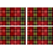 Set of 4 Placemats Christmas Plaid Cloth Waterproof 17