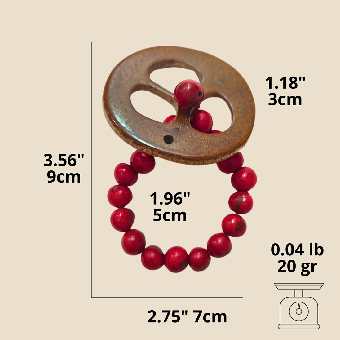 BIOJewelry Set of 6 Red Amazon Coconut Babacu Acai Napkin Rings Handmade for Dining Table, Parties