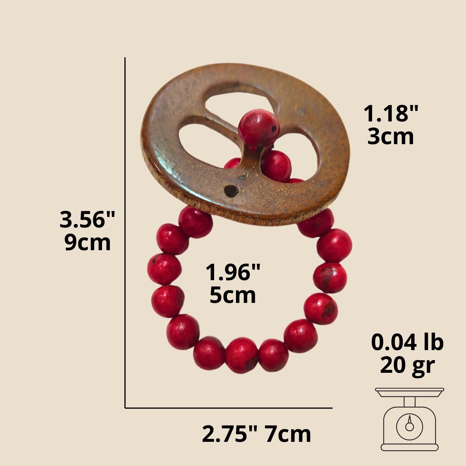 BIOJewelry Set of 6 Red Amazon Coconut Babacu Acai Napkin Rings Handmade for Dining Table, Parties