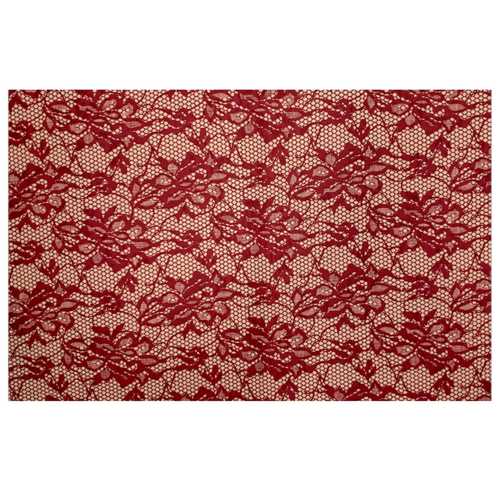 Charlo's Set of 4 Rectangular Placemats Burgundy and Beige 18