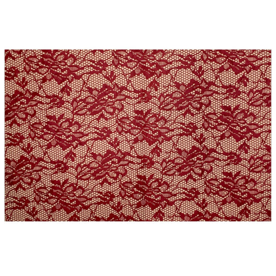 Charlo's Set of 4 Rectangular Placemats Burgundy and Beige 18" x 12"