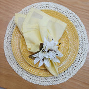 Maison Charlo Set of 4 Off White Lilies Charm Flower Napkin Rings
