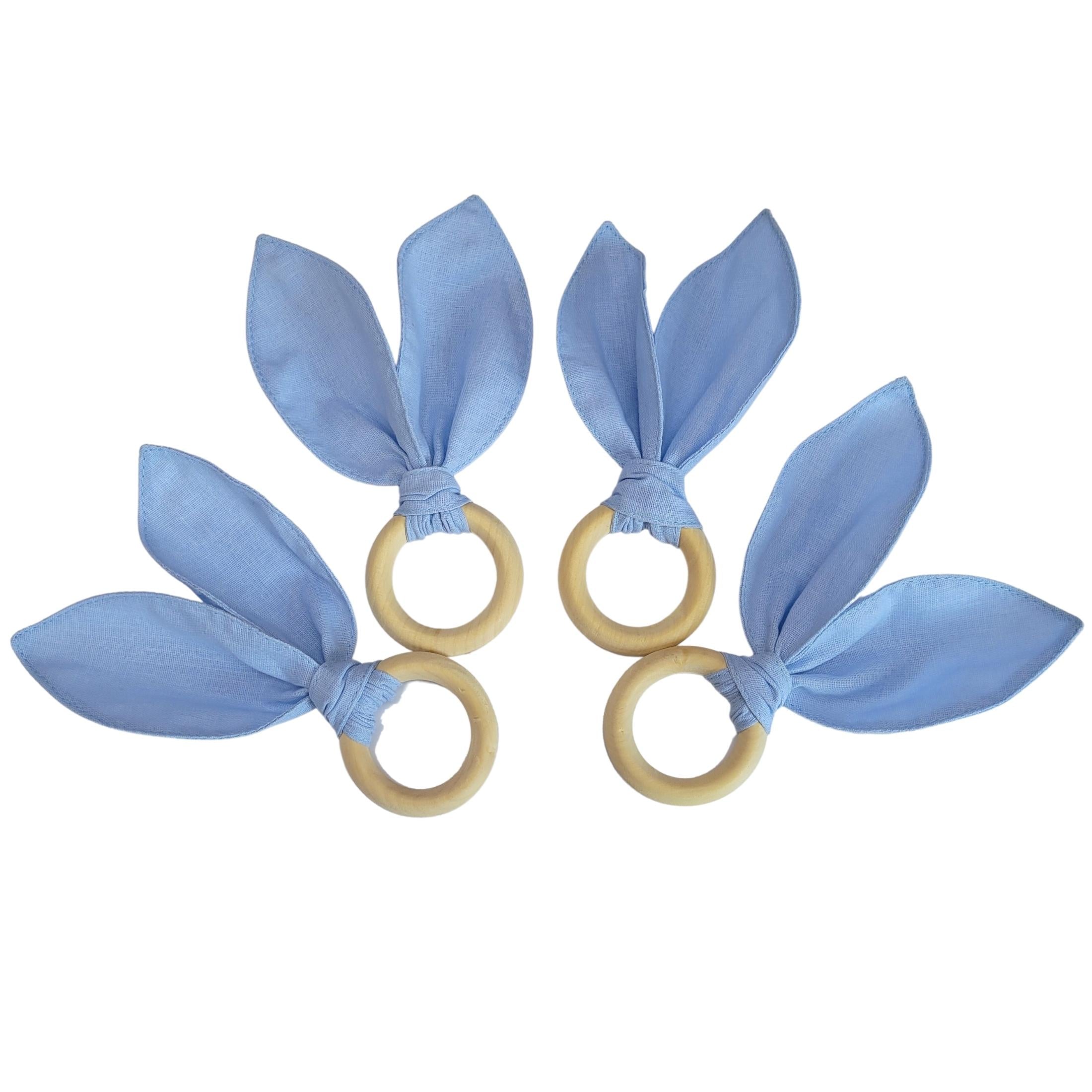 Maison Charlo | Anéis de Guardanapo Orelhas de Coelhinho Azul Turquesa Conjunto de 4 para Páscoa | Decoração de Mesa de Jantar