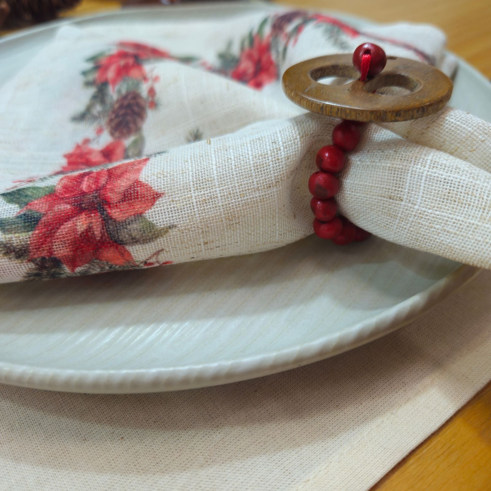 BIOJewelry Set of 6 Red Amazon Coconut Babacu Acai Napkin Rings Handmade for Dining Table, Parties