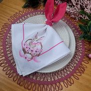 Charlo's Easter Synthetic Cloth Napkins Bunny Basket Reusable Durable 16