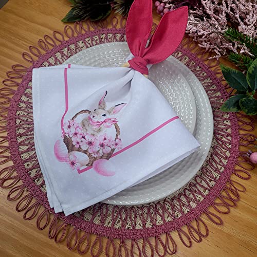 Charlo's Easter Synthetic Cloth Napkins Bunny Basket Reusable Durable 16