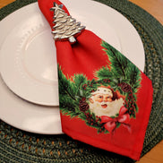 Charlo's Cloth Napkins Set of 4 Christmas Santa Claus 16