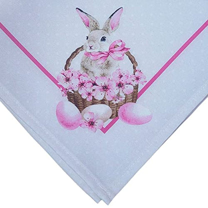 Charlo's Easter Synthetic Cloth Napkins Bunny Basket Reusable Durable 16" X 16"