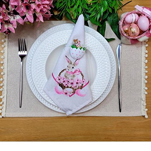 Charlo's Easter Synthetic Cloth Napkins Bunny Basket Reusable Durable 16
