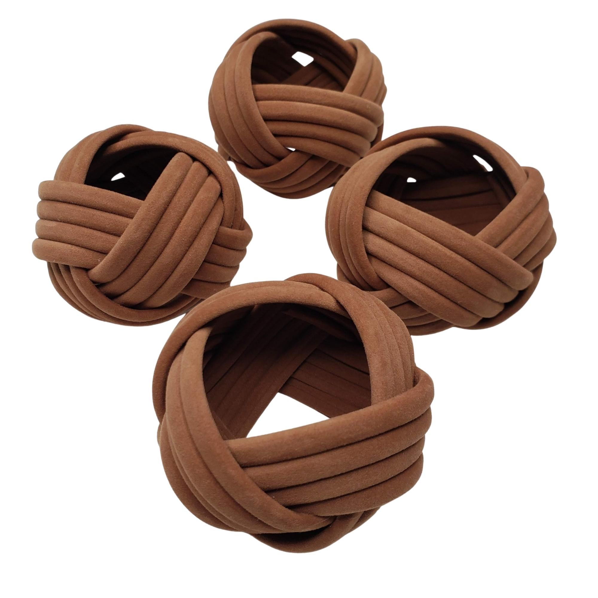 Maison Charlo | Conjunto com 4 Porta-Guardanapos Rústicos Trançados Charlo - Marrom, amarelo, rosa para Dia das Mães, Presente, Aniversário