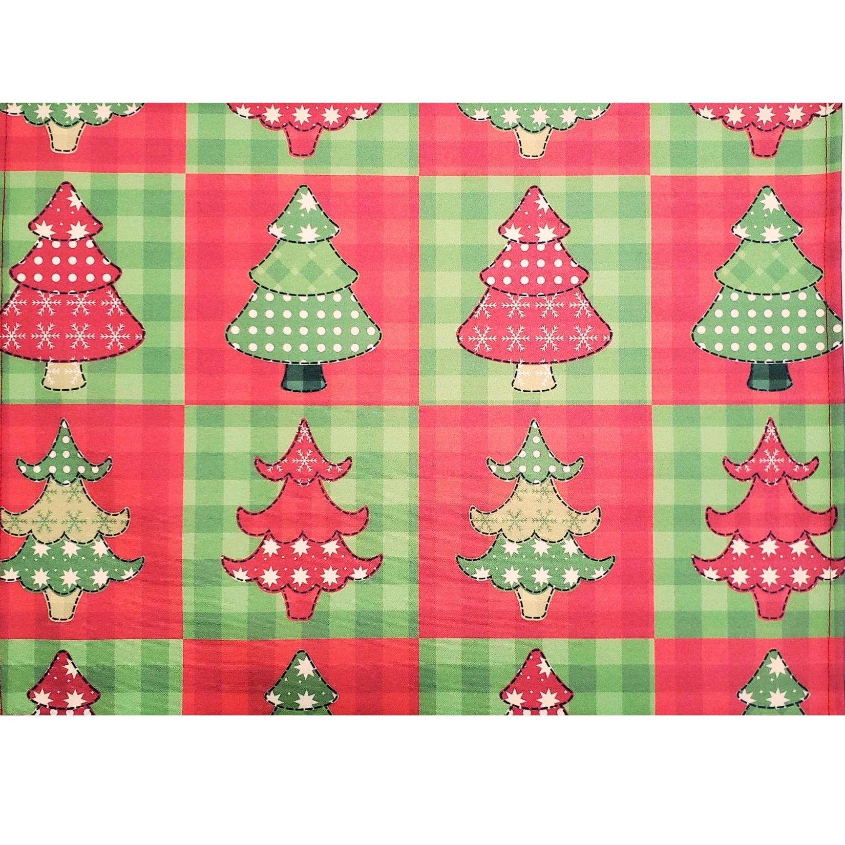 Set of 4 Placemats Christmas Tree Patchwork Cloth Waterproof 17