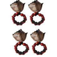 Conjunto de 4 anéis de guardanapo BIOJewelry de casca de coco de babaçu açaí feitos à mão para mesa de jantar