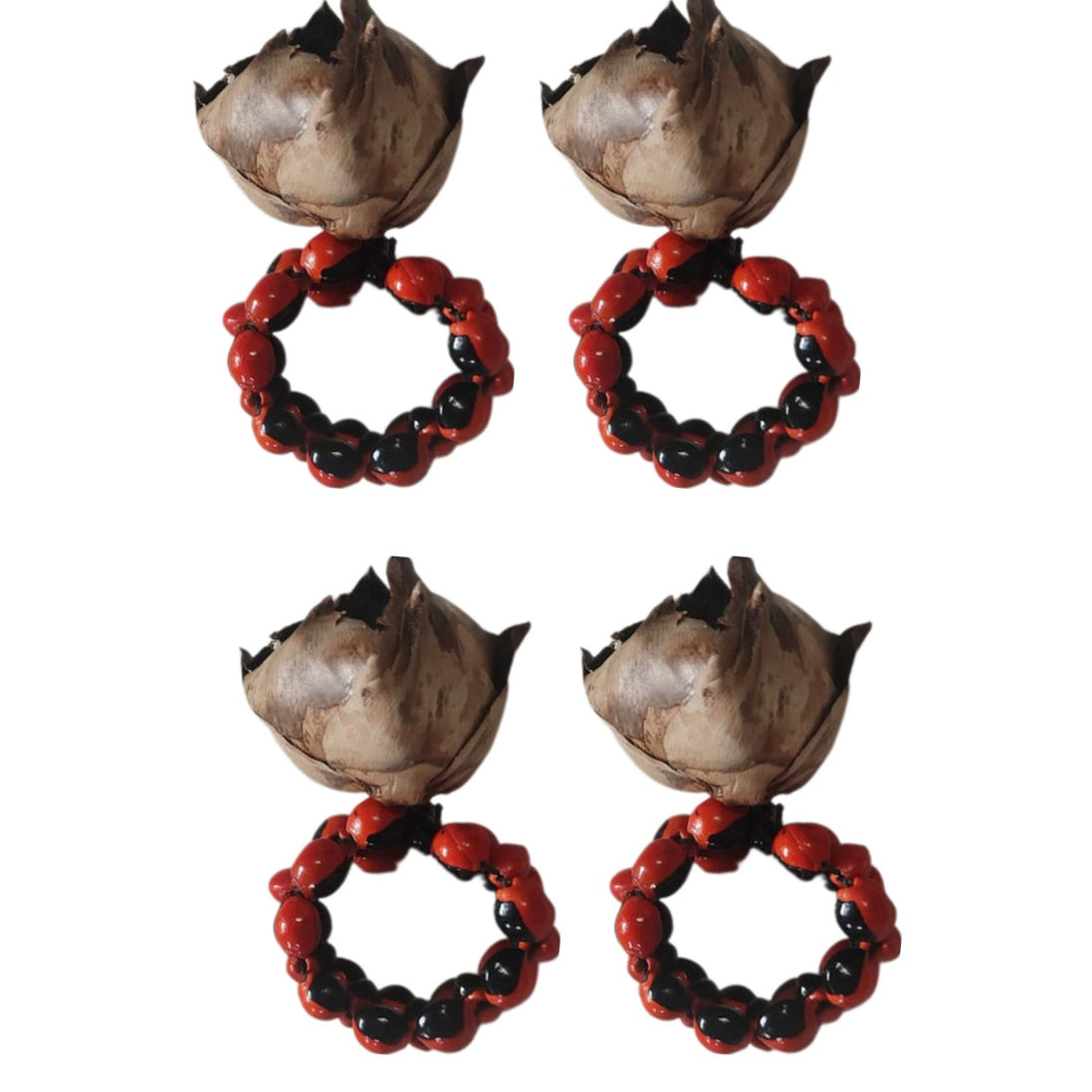 Conjunto de 4 anéis de guardanapo BIOJewelry de casca de coco de babaçu açaí feitos à mão para mesa de jantar