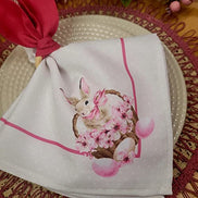 Charlo's Easter Synthetic Cloth Napkins Bunny Basket Reusable Durable 16