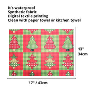 Set of 4 Placemats Christmas Tree Patchwork Cloth Waterproof 17