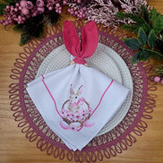 Charlo's Easter Synthetic Cloth Napkins Bunny Basket Reusable Durable 16