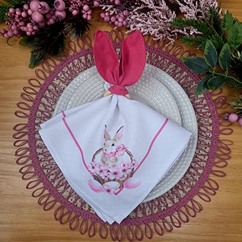 Charlo's Easter Synthetic Cloth Napkins Bunny Basket Reusable Durable 16