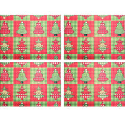 Set of 4 Placemats Christmas Tree Patchwork Cloth Waterproof 17