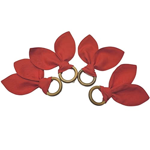 Maison Charlo | Conjunto com 4 Porta-Guardanapos Orelhas de Coelhinho Vermelhas | Decoração de Páscoa para Mesa