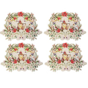 Maison Charlo - Set of 4 Waterproof Garland Placemats Christmas - Off White