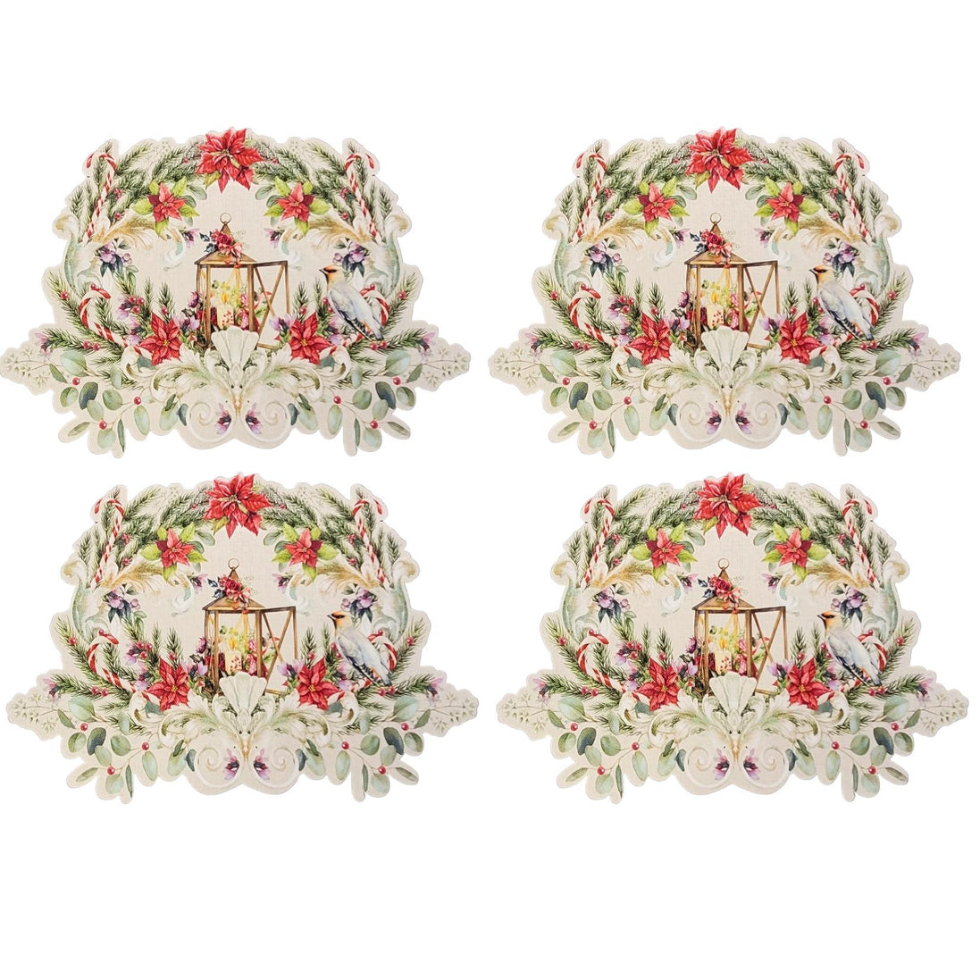 Maison Charlo - Set of 4 Waterproof Garland Placemats Christmas - Off White
