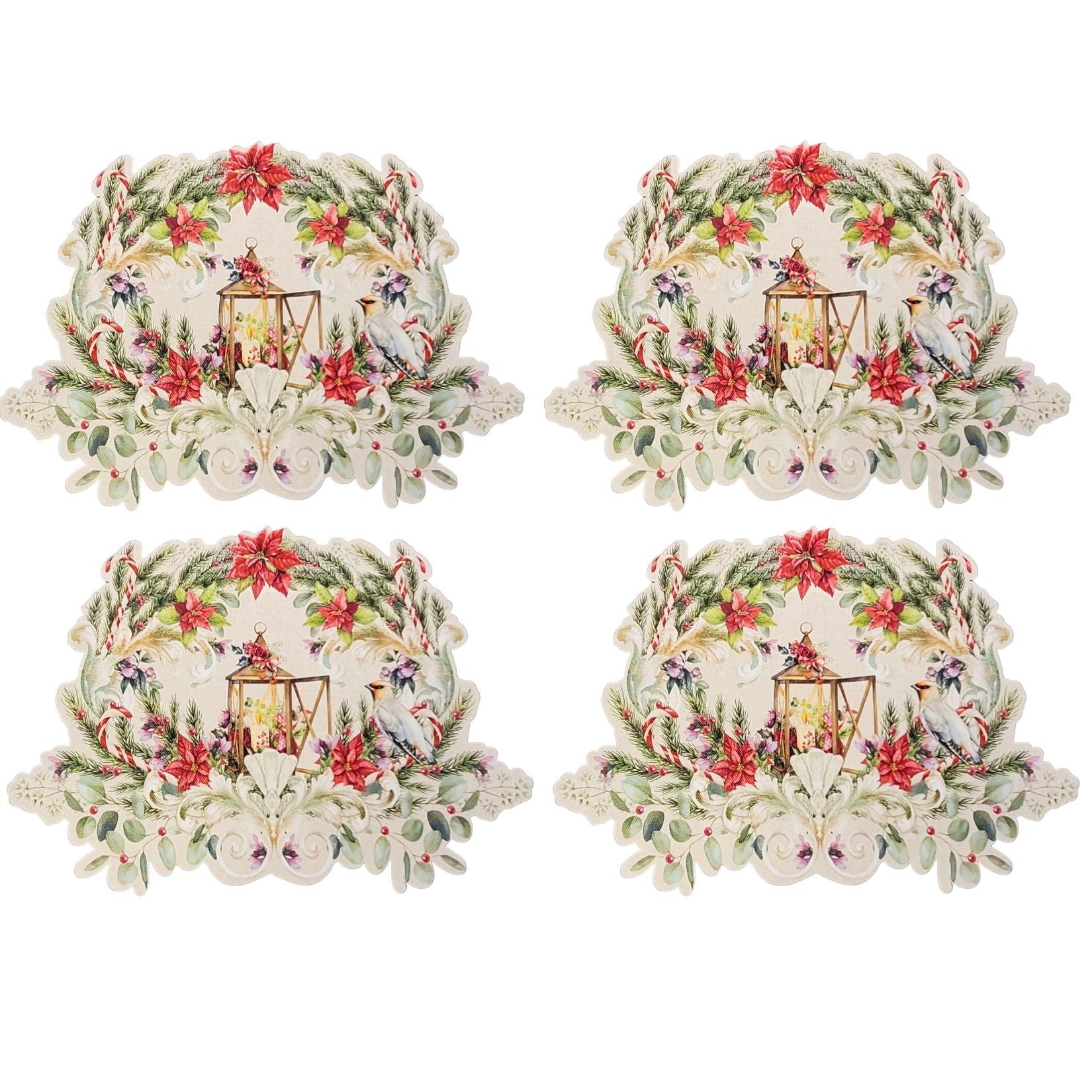 Maison Charlo - Set of 4 Waterproof Garland Placemats Christmas - Off White